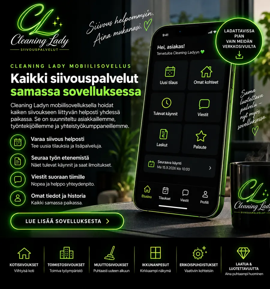 Cleaning Ladyn asiakassovelluksen esittely